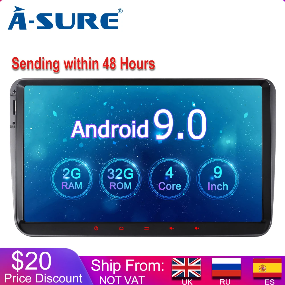 Excellent A-Sure 2 Din 9 Inch Android 9.0 Car Radio GPS For Volkswagen VW Tiguan Polo Golf 5 6 Passat b6 Caddy Transporter T5 Touran Skoda 0 Excellent A-Sure 2 Din 9 Inch Android 9.0 Car Radio GPS For Volkswagen VW Tiguan Polo Golf 5 6 Passat b6 Caddy Transporter T5 Touran Skoda 0