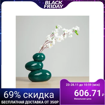 

Vase "Balanced stones", green color, 21 cm