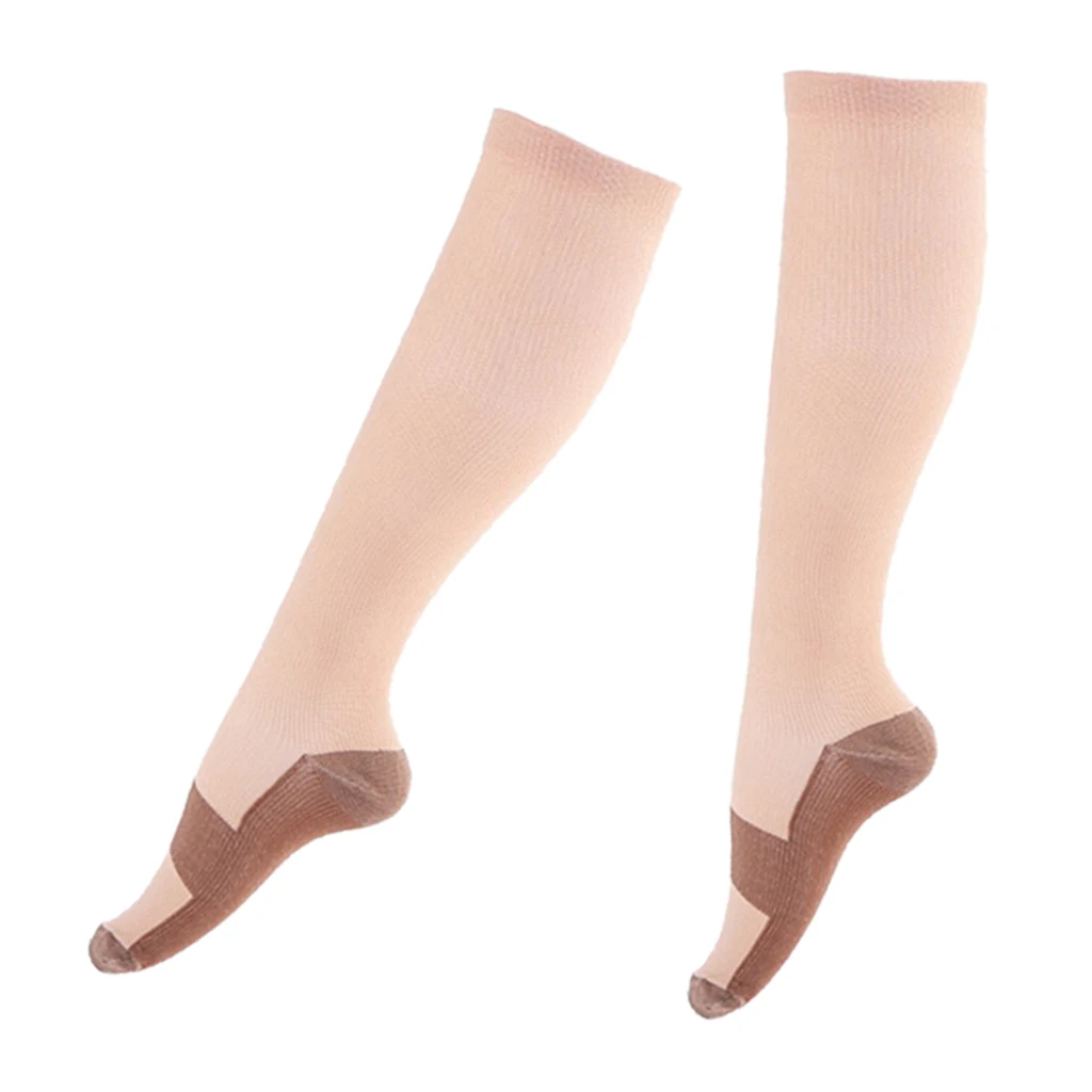 Unisex Copper Infused Compression Socks Calf Sleeve 20-30mmHg Graduated Flight Travel Anti-Fatigue Knee Stockings Magic sock