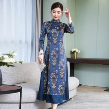 Винтаж ropa aodai Вьетнам длинное платье Чонсам для женщин традиционная одежда ao dai Платья Восточный, Азиатский вьетнамский