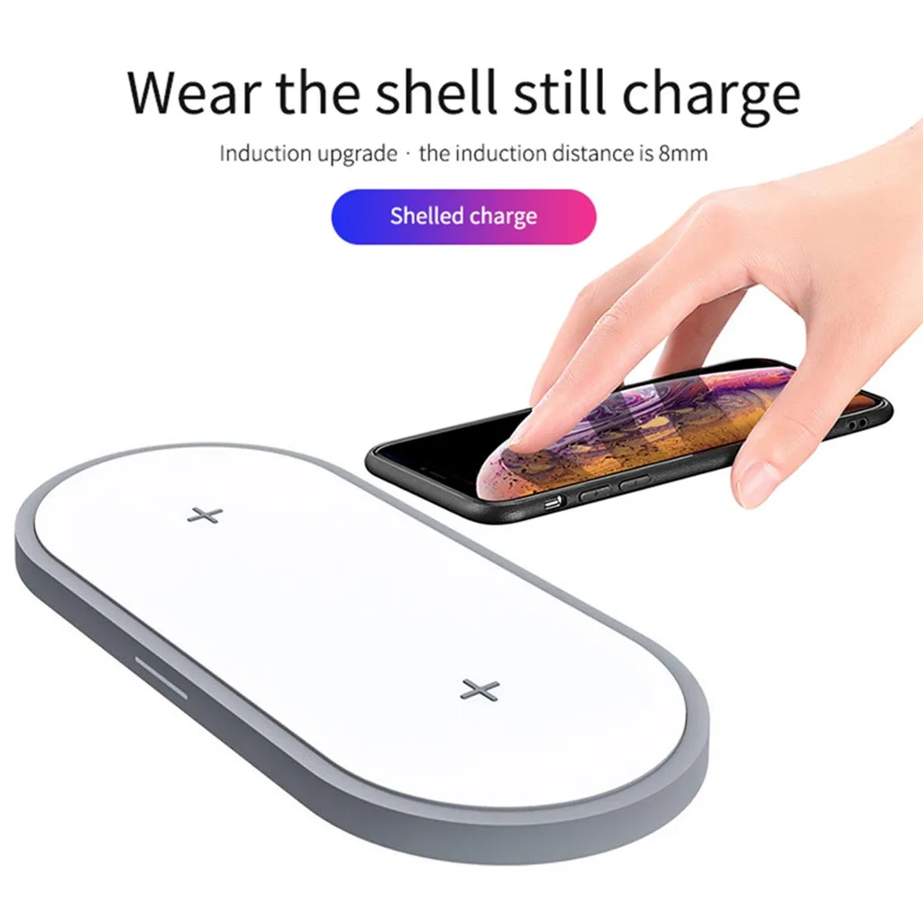Ouhaobin Беспроводное зарядное устройство для iPhone 10 Вт быстрая Qi Зарядка для смартфона с зарядным устройством для Apple Airpods 2th 2в1