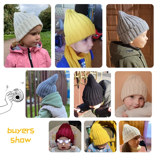 Autumn Winter Crochet Baby Hat Solid Color Girls Boys Cap Warm Knitted Kids Beanie Infant Children Hats 3
