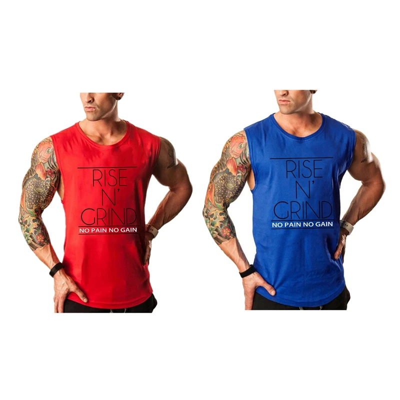 Muscleguys, 2 шт., Мужская одежда для бодибилдинга, мужские майки для спортзала, мужская майка без рукавов, жилет для фитнеса, Майки для тренажерного зала, одежда из хлопка, Wo