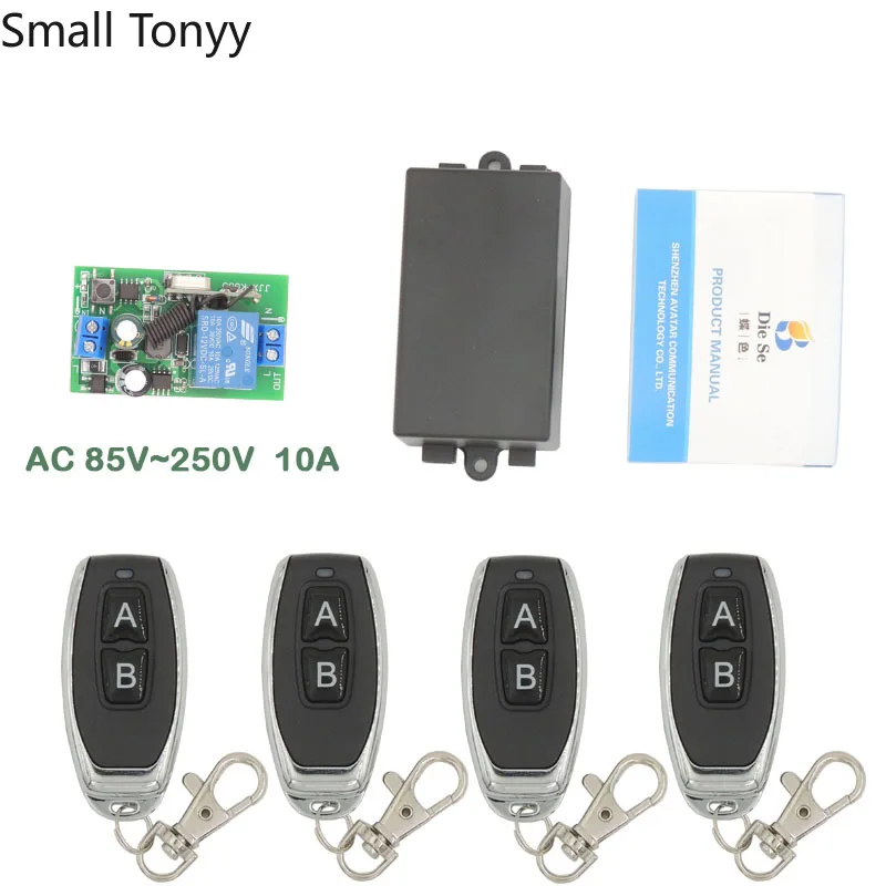 

433MHz Universal Remote Control AC 110V 220V 1CH rf Relay Receiver and Transmitter for Universal LED light and Door Controller