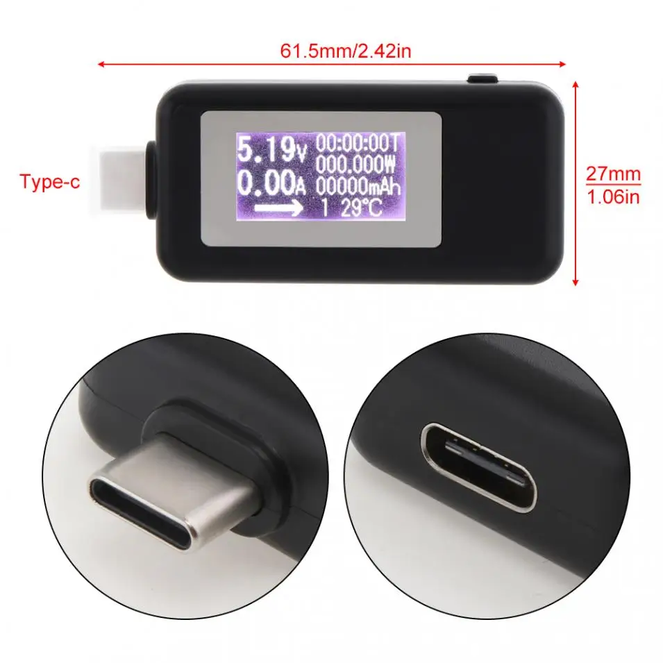 Тестер батареи 4 В до 20 В/0A до 3A USB зарядное устройство мощность Батарея ёмкость тестер напряжение измеритель тока