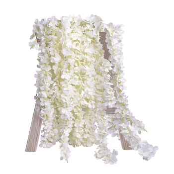 

2pcs 1.8m long Artificial Wisteria Flower Vine Silk Hydrangea rattan DIY Wedding birthday party Decoration Wall backdrop flowers