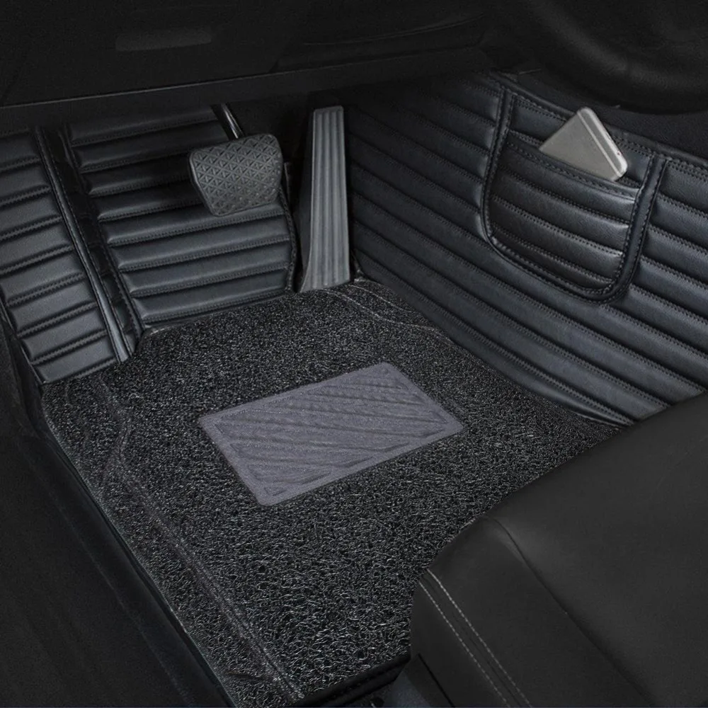 Универсальный DIY Автомобильный напольный коврик шелковая катушка передние и задние сиденья водителя и пассажира ребристые напольные коврики Всепогодная защита пола