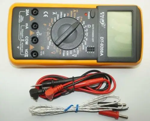 DT-9208 Цифровой мультиметр lcd AC/DC Вольт Ампер Ом тестер температуры Герц