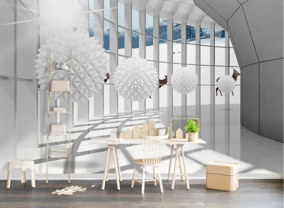 beibehang Custom wallpaper mural 3d stereo ball corridor building space landscape tv background wall papers home papel de parede