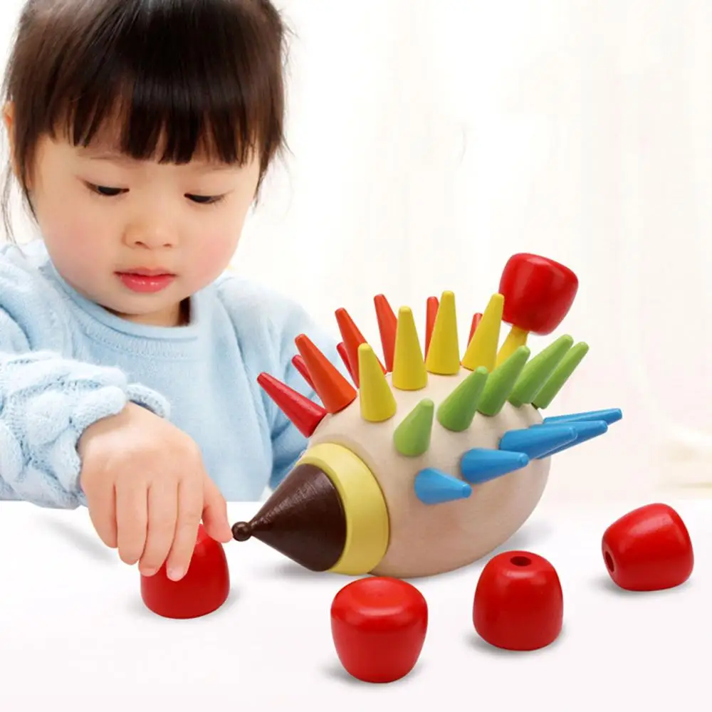 

Wooden Blocks Toys DIY Building Magnetic Colorful Hedgehog Inserted Toy Block Children Early Childhood Education Multi-color kid