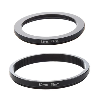 

2x 52mm-49mm 52mm to 49mm / 52mm-43mm 52mm to 43mm Black Step Down Ring Adapter for Camera