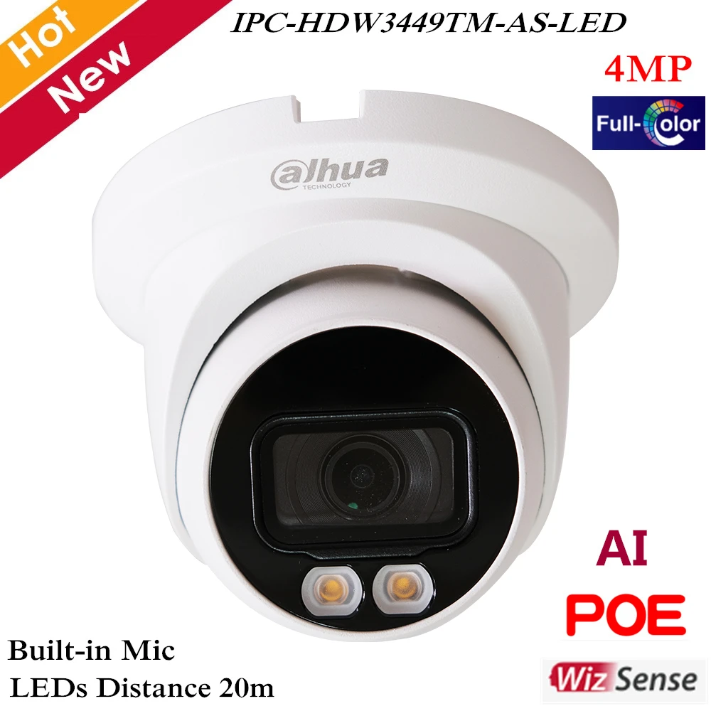 New Dahua 4MP Lite AI Full color Warm LED Network Camera 12V DC LEDs  Distance 20m Built in Mic Support 256G SD Card and POE|Surveillance Cameras|  - AliExpress