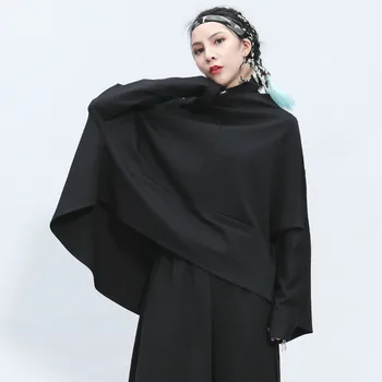 

LANMREM 2020 New Spring Turtleneck Irregular Solid Color Pullover Sweatshirt Streetwear Personality Casual Tops PC968