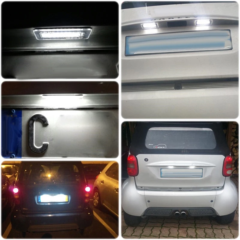 2pcs Автомобильный светодиодный фонарь для номерного знака для 04~ 15 Smart Fortwo Coupe 450/1