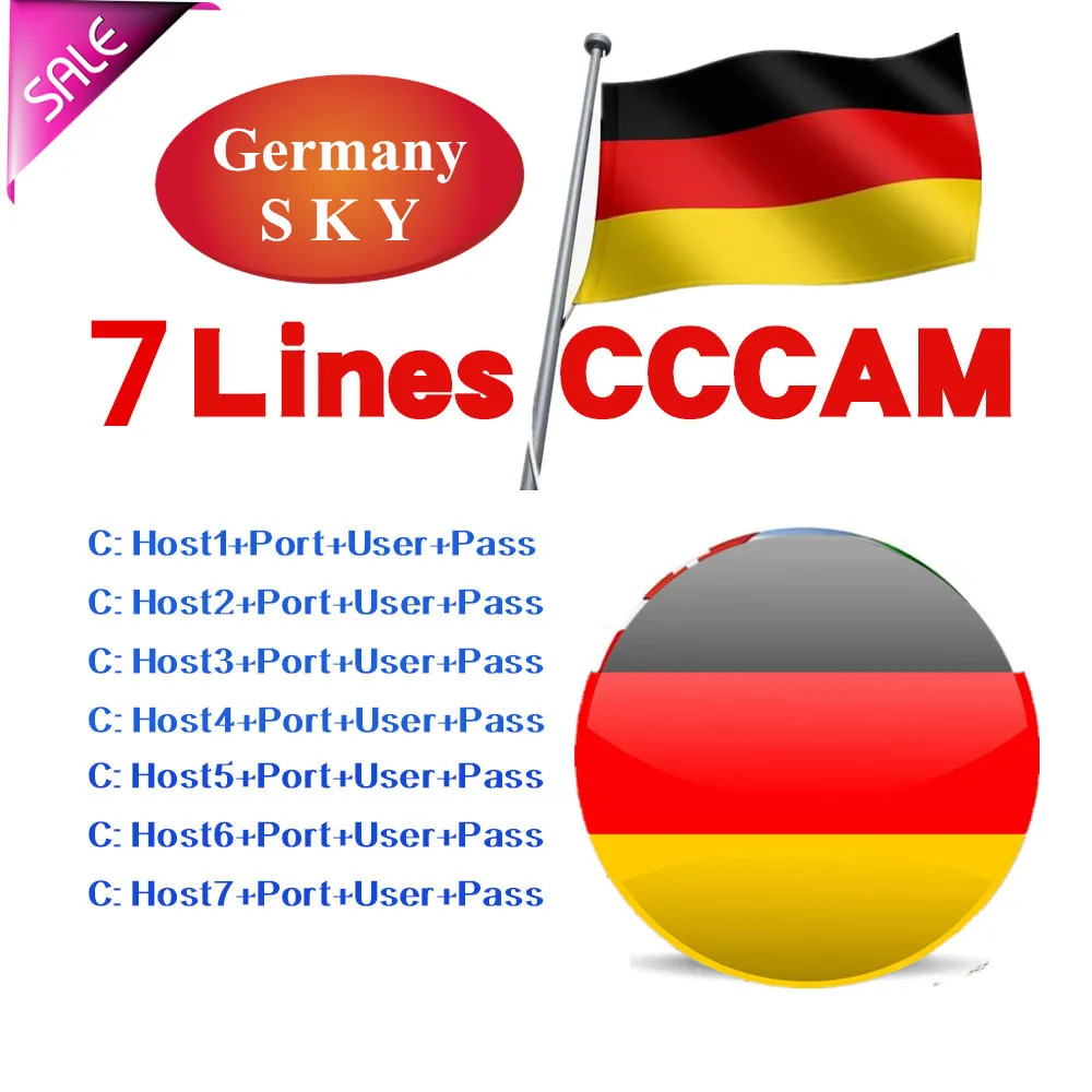 Cccam 7 линий Full HD 1 год Германия SKY Oscam Cccam cline для Европы 7 линий использования для спутникового ТВ ресивера DVB-S2 сервер hd