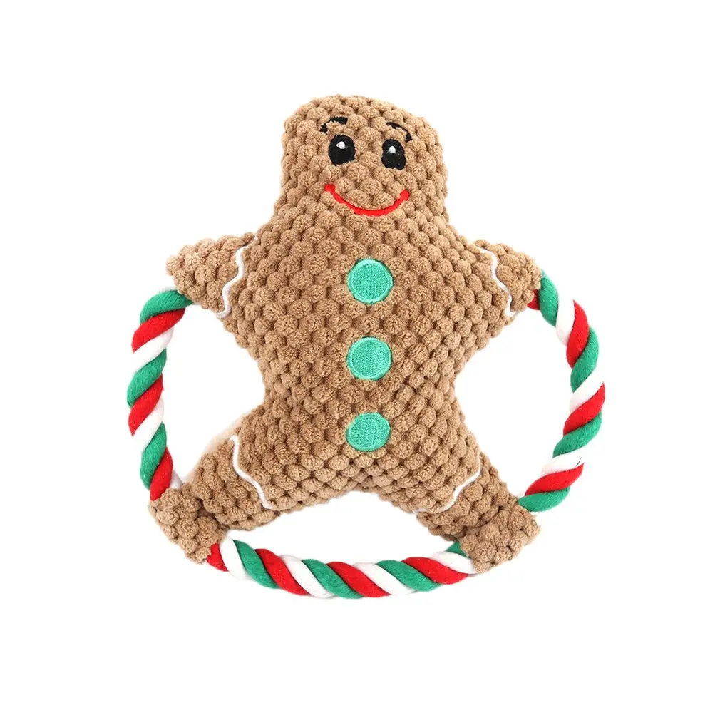 Brown Рождественские игрушки для домашних животных, мультяшная хлопковая веревка, рождественские зубы, шлифовальный звук, собака, жевательная плюшевая игрушка, аксессуары для собак - Цвет: Brown