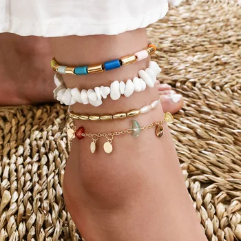 

Yobest Bohemian Multiple Layers Starfish Beads Anklets For Women Vintage Boho Shell Chain Anklet Bracelet Beach Jewelry