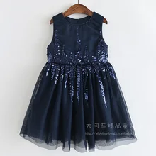 Модные платья для девочек; Новая детская одежда; милое Сетчатое платье принцессы без рукавов с блестками и круглым вырезом; Vestido