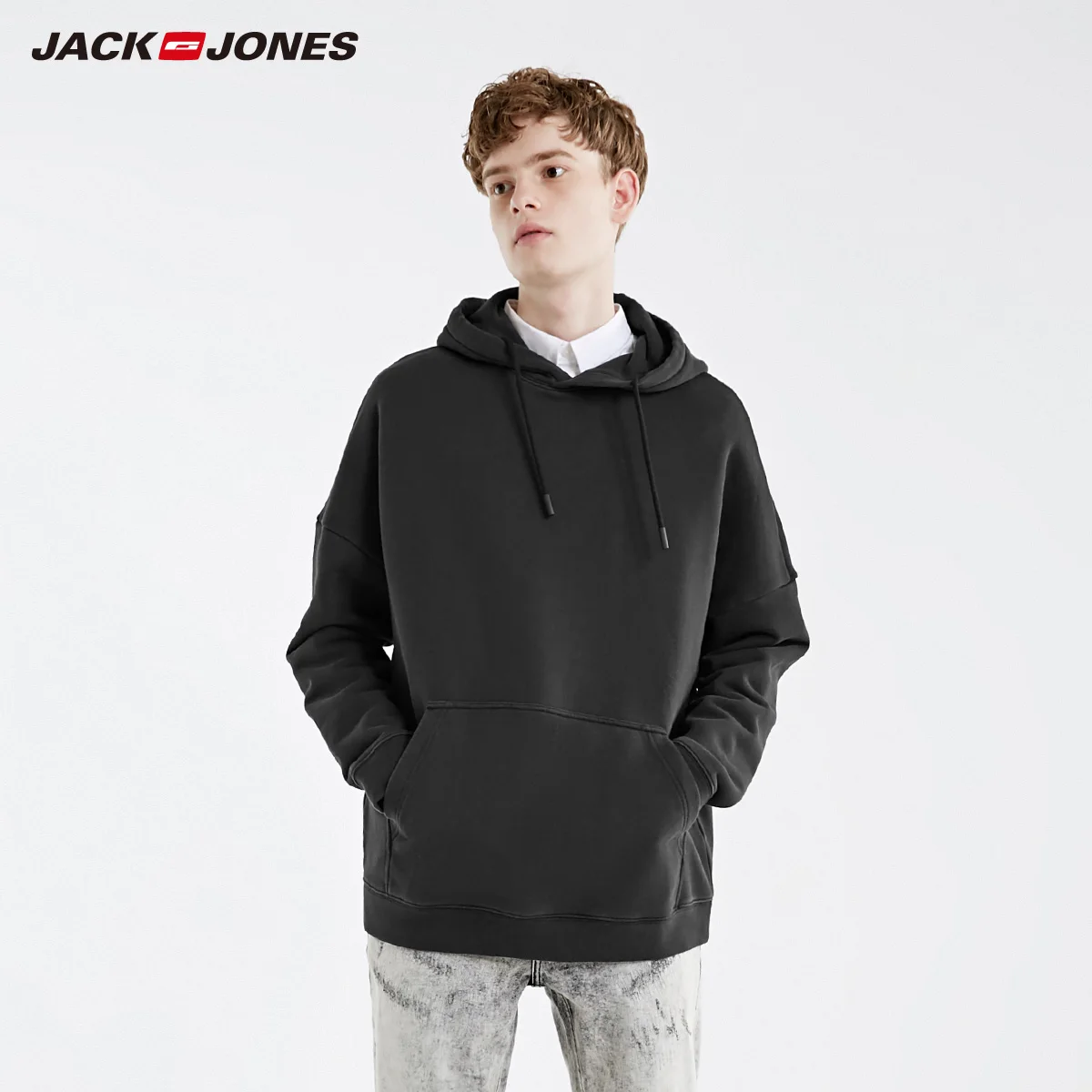 JackJones Мужская зимняя свободная толстовка с открытыми плечами базовая мужская