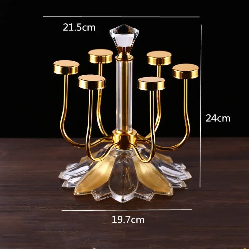 Metal Cup Holder Home Drinking Glass Drain Rack Living Room Embedded Glass 6 Cups Storage Rack Cup Six-piece Set with Holders