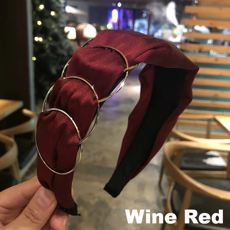 Новые аксессуары для волос женское кольцо Крестик с широкими полями модная резинка для волос повязка для волос - Цвет: wine red