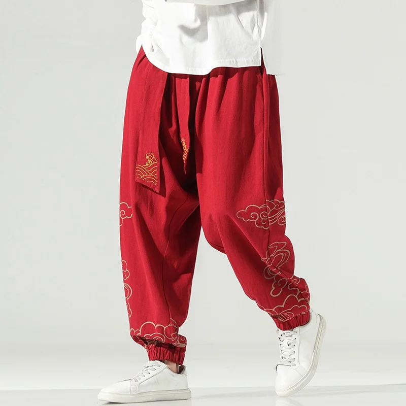Chinese Style Retro Cotton Kung Fu Pants Men Clothing Autumn Fashion Clothes Loose Casual Pants Plus Size Harem KK3828