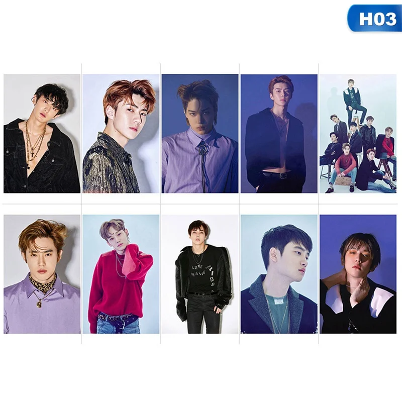 H03 10 шт./компл. альбом KPOP EXO домашняя бумажная карта LOMO фото карта звезда держатель карты стационарный набор - Цвет: H03