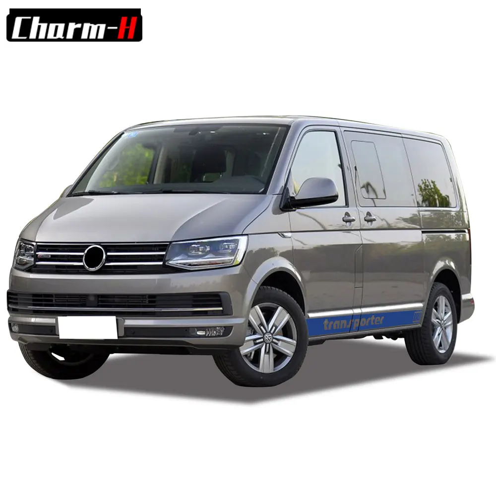 2PCS Car Door Side Skirt Graphic Stripes Decals For Volkswagen VW Transporter Multivan T5 T6 Auto Decor Stickers Accessories