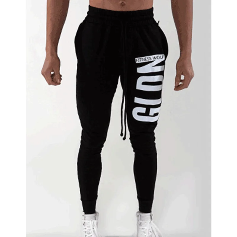 

Autumn New Style Muscle Brother Sports Fitness Pants Men's Tight-Fit Pants Men's Slim Fit Running Pants Peach Pants
