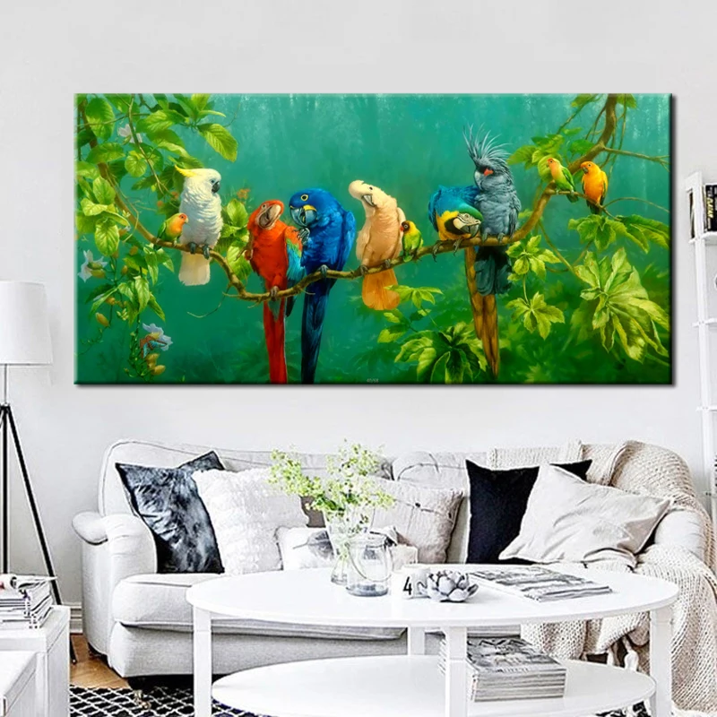 Красочные попугаи холст живопись художественный постер печать настенное
