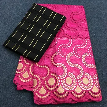 

2.5 y Swiss lace fabric +2.5 y Bazin Brode riche embroidery African 100% cotton fabrics Swiss voile lace popular Dubai style 4L8