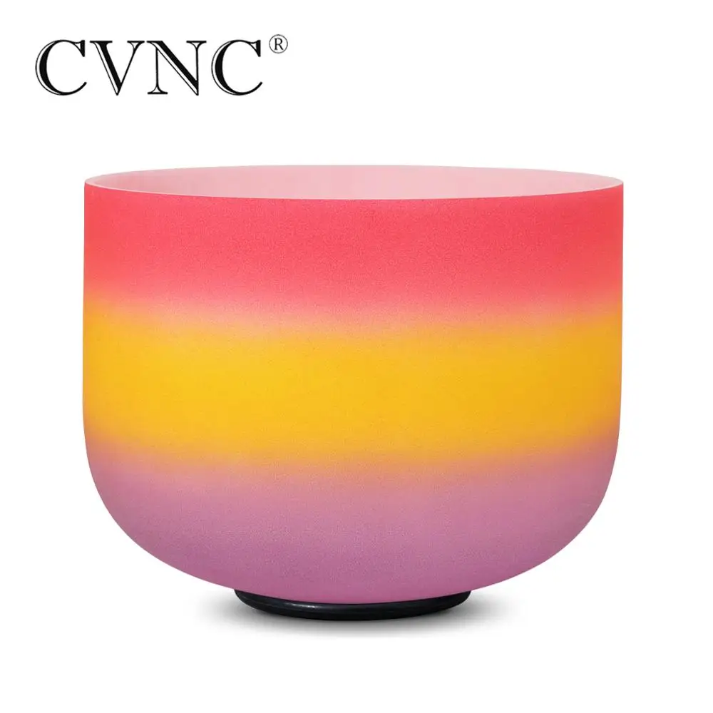 

CVNC 8/10/12" Note C Root Chakra Frosted Quartz Crystal Singing Bowl with Outside Rainbow Color