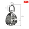 1 Pack M15 Lifting Double Pulley Block Stainless Steel Heavy Duty Crane Swivel Hook Double Pulley Roller 5