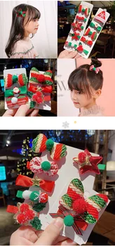 

DHL 100/200set 5/4/2Pcs Girls Cartoon Christmas Hair Pin Hair Clips Barrettes Hair Ornament Headbands Children Hair Accessories