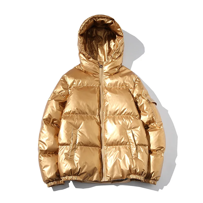 Новинка, Брендовые мужские парки, пальто яркого цвета с капюшоном, короткие, утепленные, размера плюс, много карманов, теплые мужские зимние куртки, тренд - Цвет: Gold