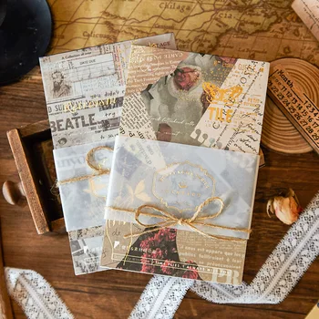 

50 Pcs/set Vintage Memo Pad Retro Bronzing Writable Memo Sheet Diary Journal Decoration Paper Cute Stationary Office Decor