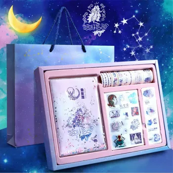 

12 Constellations Notebook with Paper Tape Stickers Paper Tape Kawaii China's Aeolian Sand Lovely Walking Stick Exquisite Gift