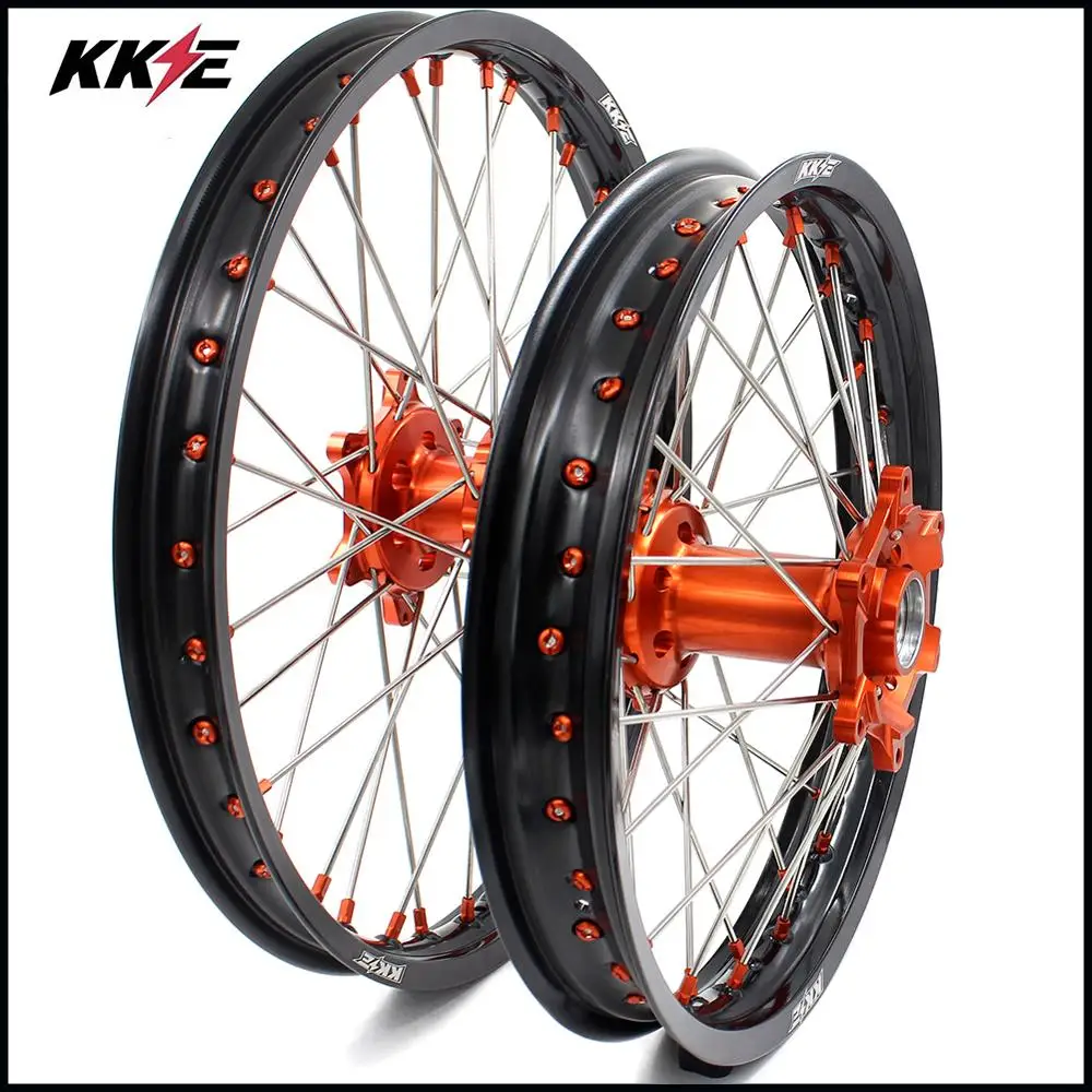 KKE 21 & 18 комплект колес Enduro для мотоцикла EXC EXCE EXCF 300 250 200 350 500 530 2003 2021 оранжевая