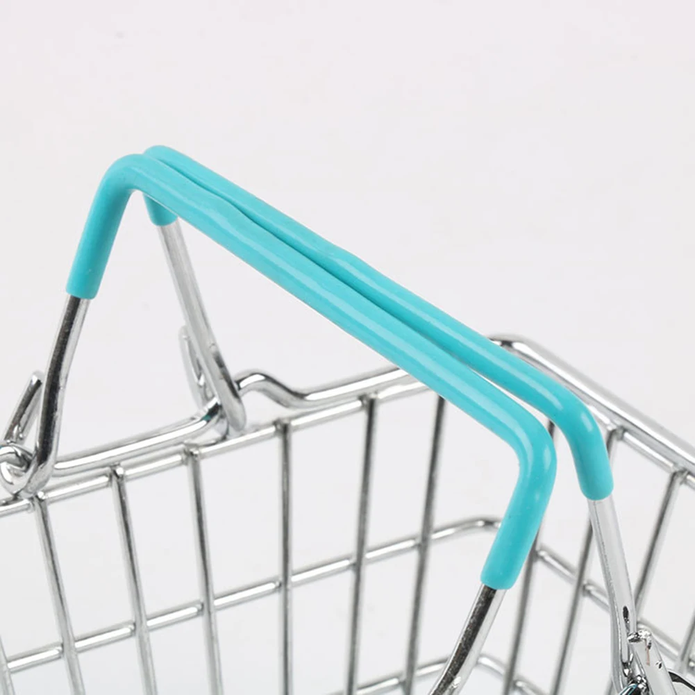 Children Miniature Metal Supermarket Shopping Basket Pretend Role Play Toy Gift