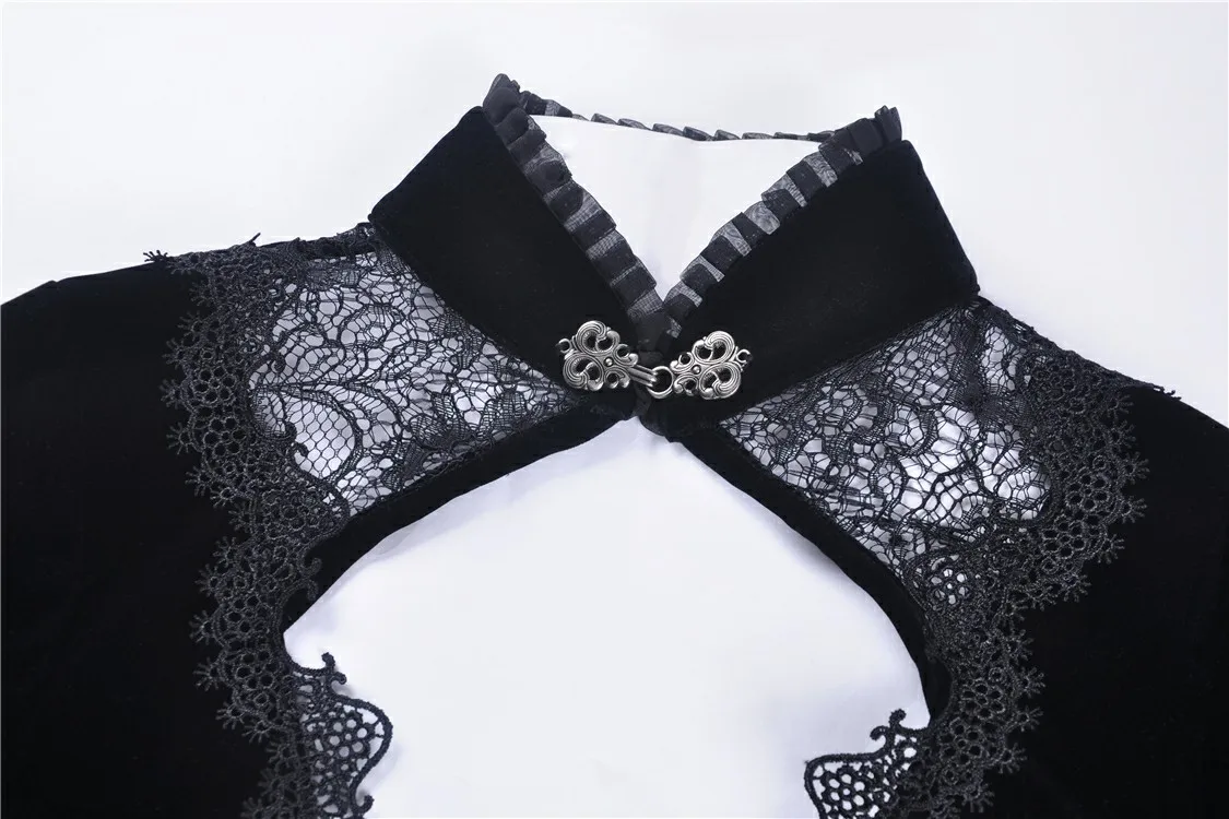 Darkinlove Женские винтажные элегантные кружевные блузки с воротником-стойкой и христианским крестом JW189