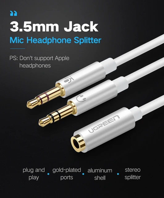 UGREEN Splitter Audio Jack 3.5mm Mâle vers Double Jack Femelle Adaptateur  Casque