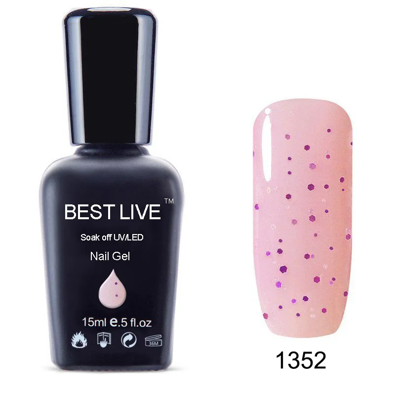 BEST LIVE 15 мл УФ-гель для ногтей замачиваемый УФ и Светодиодный УФ-лак для ногтей УФ-гель лак для ногтей Красота Маникюр сделай сам белый/черный/розовый#1019-1411 - Цвет: 1352