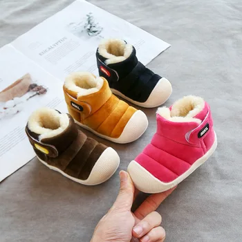 

Winter Girls Snow Boots Infant Toddler Boots Plush Outdoor Warm Non-slip Shoes Baby Boys Boots Soft Bottom Kids Cotton shoes