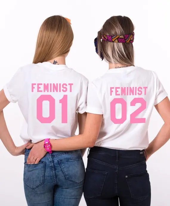 

Matching Sister Tops Girls' Day Gift Outfits Graphic Camisetas Feminist 01 02 T-Shirt BFF Feminist Tumblr Slogan Tees Tee