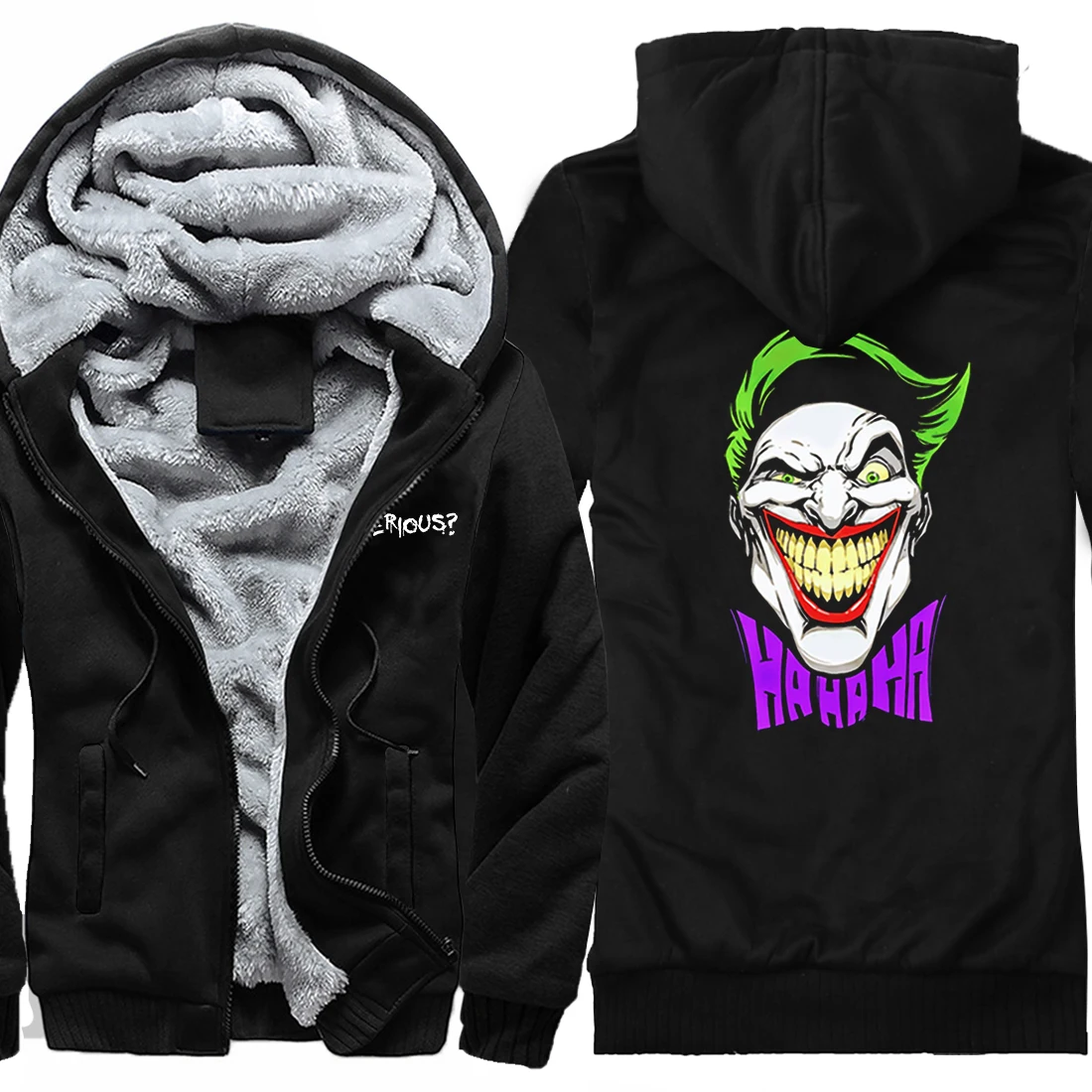

The Joker Print Mens Raglan Thicken Jackets Hip Hop Long Sleeve Sweatshirts hooded Harajuku Tops Zipper Hipster sudadera hombre