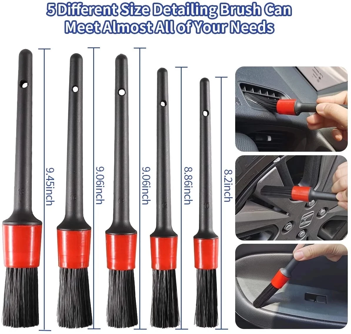 5pcs Detailing Brush Set Car Brushes Car Detailing Brush For Car Cleaning Detailing Brush Dashboard Air Outlet Wheel Clean Brush