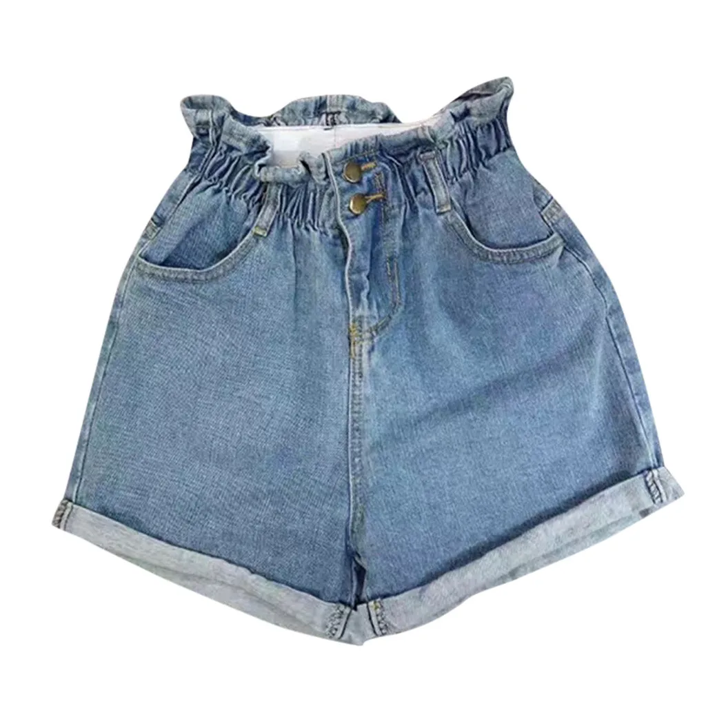 

Women jeans Streetwear Bandage Denim Plus Size Jeans Ladies Flower Bud Pure and Fresh Leisure Solid Color Short pants 19JUL26