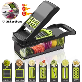 

Mandoline Slicers Graters Shredders Chopper with 7 Blades Basket Kitchen Accessories Vegetable Cutter Creative Home Gadgets Tool