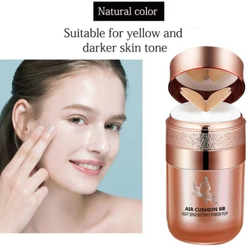 

2 Kinds Skin Color Natural Brighten Base Makeup Concealer Long Lasting Face Whitening Foundation BB Cream Butterfly Air Cushion