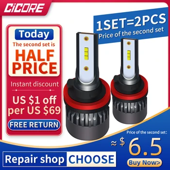 

H11 led auto headlight bulbs H7 H4 LED Hb3 hb4 fog light fix hir2 9005 9006 12000lm 55W H3 H8 h9 car lamp warm white 12v 6500k